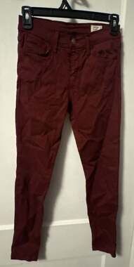Bridge by GLY Mid Rise Ankle Skinny Jeans in Burgundy, Size 25